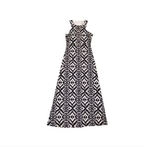 Belle Badgley Mischka Black White‎ Tribal Gold Studs Maxi Dress Size 4